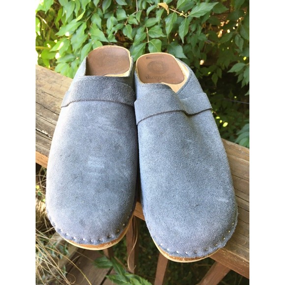Troentorp Bastad Gray Suede Wood Clogs Sz EUR 40, US 9.5 Women’s Exc Cond Cute! - Picture 7 of 8